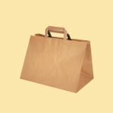 Natural paper bag with wide bottom "Take away", FSC Recycled 100% 0