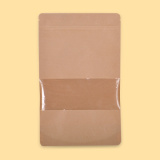 Стоящ хартиен плик с цип 21х31+(2х5), Кафяв с прозорец 0