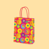 Paper bag S1-131, "Circles" - pink - 20+8/25 cm. 0