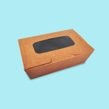 Cardboard food box with lid and window  4/8/5 cm, brown/black 0