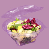 Round bowl for salad with lid attached 2